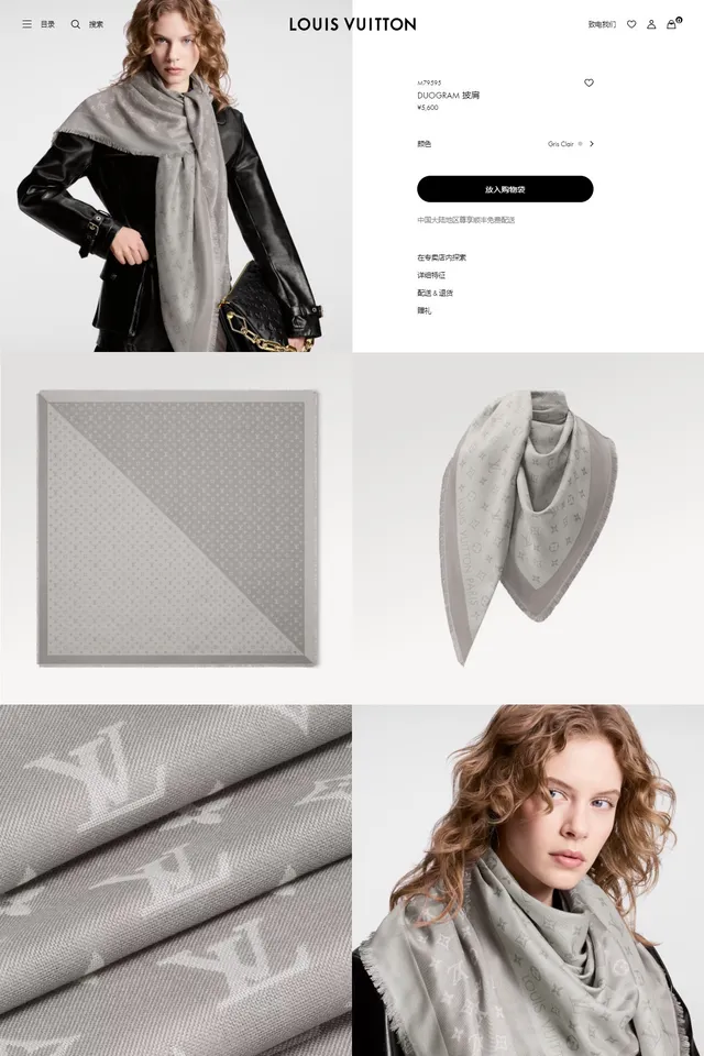 Louis Vuitton Monogram Dual-Tone Gray Shawl 2