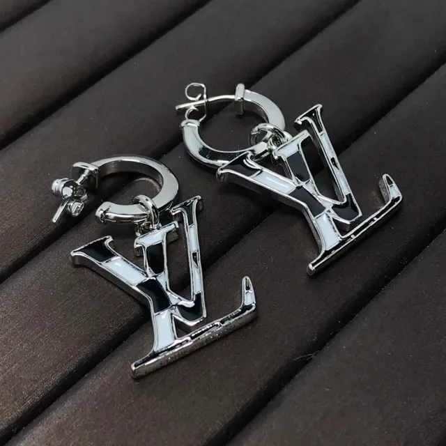 Louis Vuitton Monogram Enamel Silver LV Pendant Earrings 3