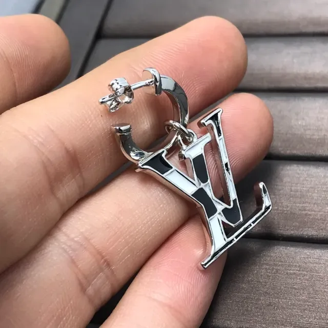 Louis Vuitton Monogram Enamel Silver LV Pendant Earrings 4