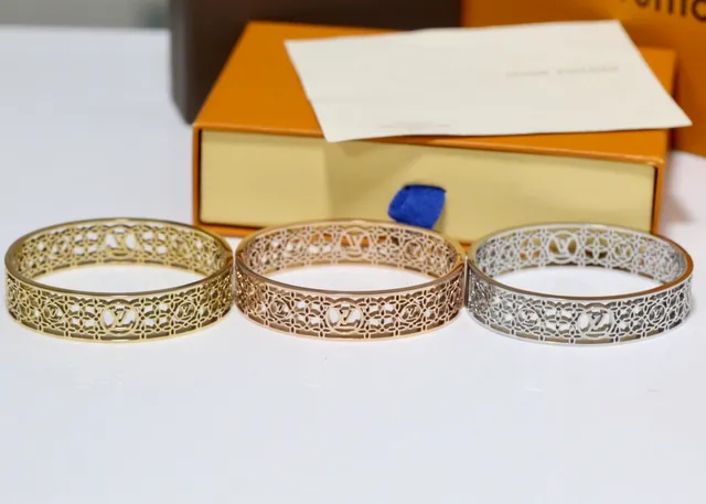 Louis Vuitton Monogram Filigree Hinged Bangle Bracelets 2