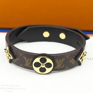 Louis Vuitton Monogram سوار زهور بني وذهبي جلد