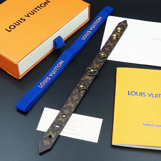Louis Vuitton Monogram Fleur Bracelet Marron et Or Cuir 4