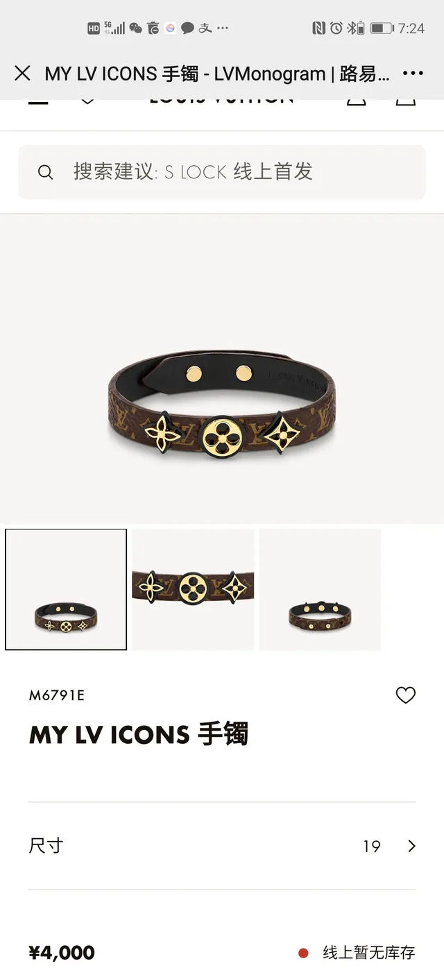 Louis Vuitton Monogram Fleur Bracelet Marron et Or Cuir 9