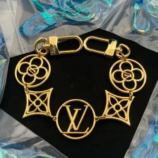 Louis Vuitton Monogram Flor Pulsera Gold-Tone Metal Pulsera