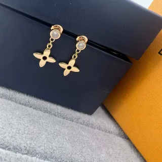 Louis Vuitton Monogram Flor Cristal Pendientes Stud Colgantes