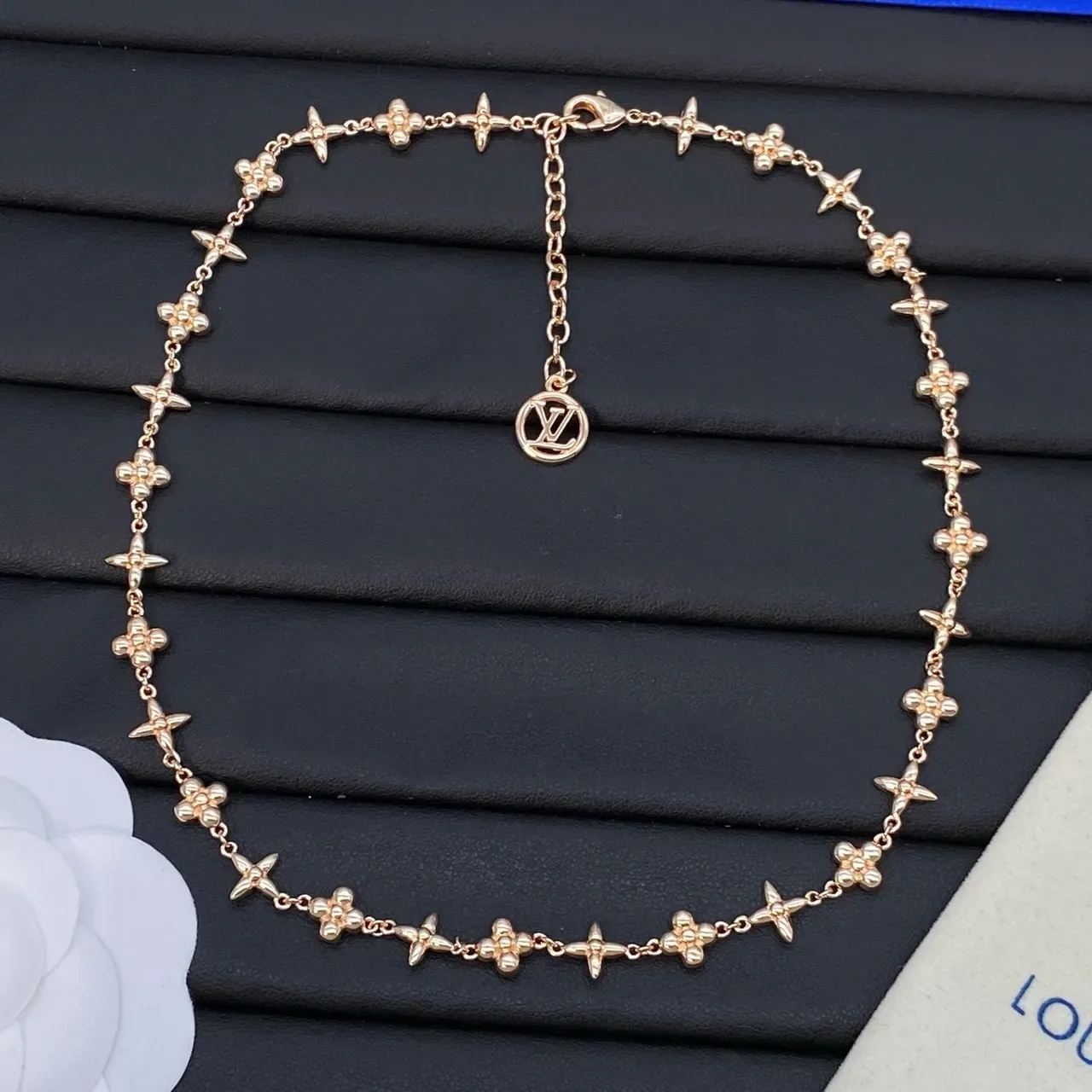 Louis Vuitton Monogram Flower Link Gold Silver Monogrammed Necklace 3