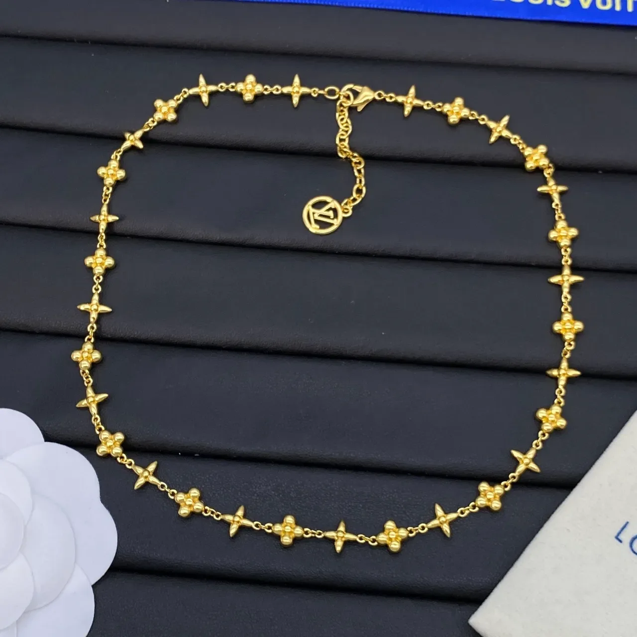 Louis Vuitton Monogram Flower Link Gold Silver Monogrammed Necklace 7