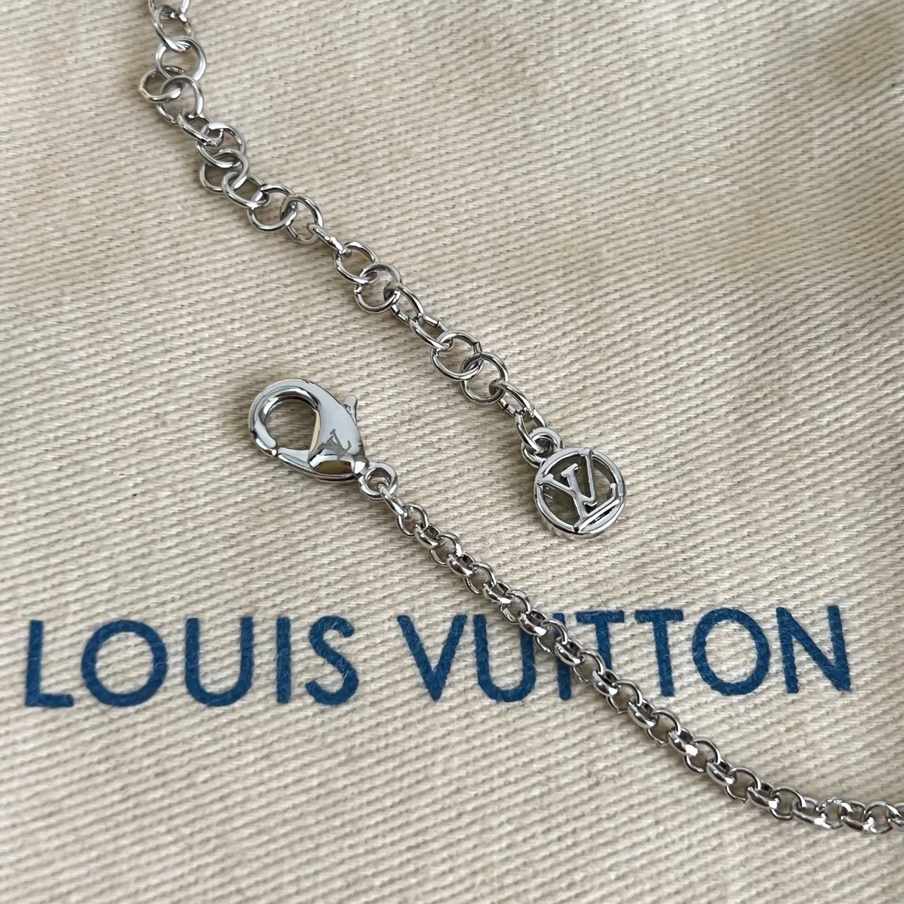Louis Vuitton Monogram Flower Pearl Chain Necklace 2