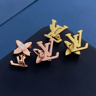 Louis Vuitton Monogram Flower Rose Gold and Yellow Gold Crystal Pearl Earrings