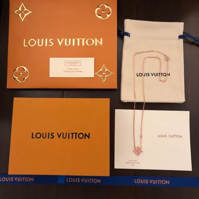 Louis Vuitton Monogram Flower Rose Gold Pink Mother-of-Pearl Necklace 2