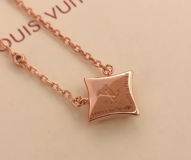 Louis Vuitton Monogram Flower Rose Gold Pink Mother-of-Pearl Necklace 3