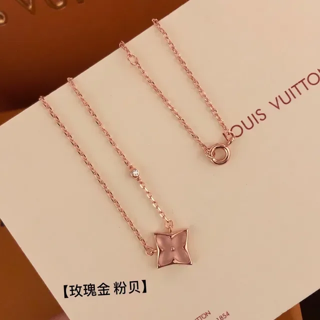 Louis Vuitton Monogram Flower Rose Gold Pink Mother-of-Pearl Necklace 8