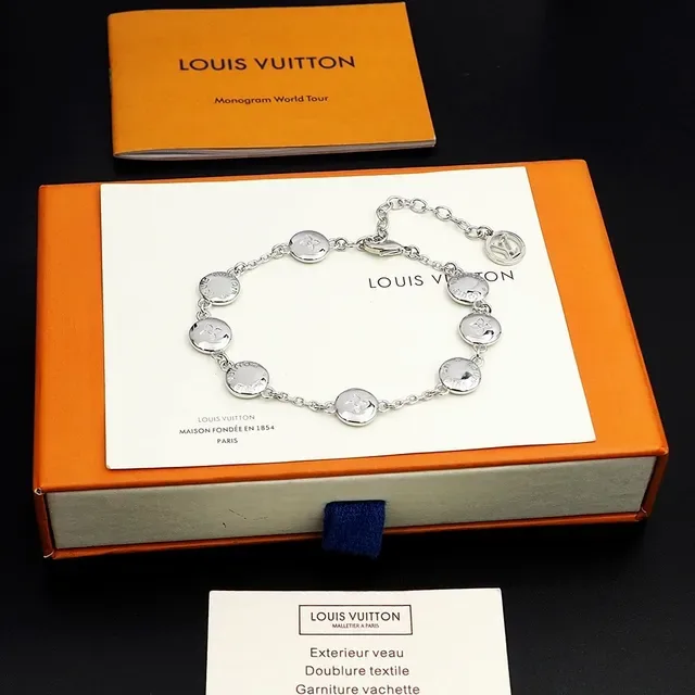 Louis Vuitton Monogram Flower Silver-Tone Chain Bracelet 4