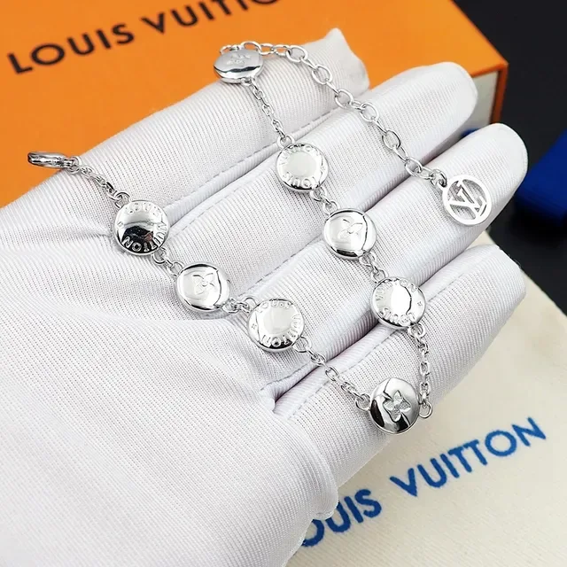 Louis Vuitton Monogram Flower Silver-Tone Chain Bracelet 7