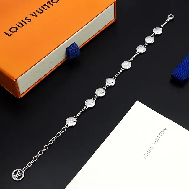 Louis Vuitton Monogram Flower Silver-Tone Chain Bracelet 9