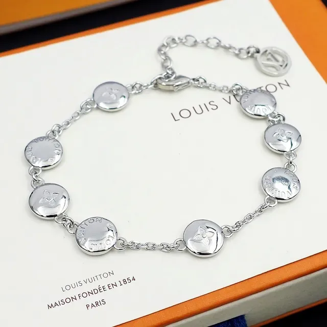 Louis Vuitton Monogram Flower Silver-Tone Chain Bracelet 10