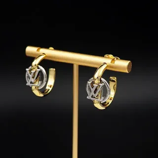 Louis Vuitton Monogram Hoop Gold Silver Dual-Tone Earrings