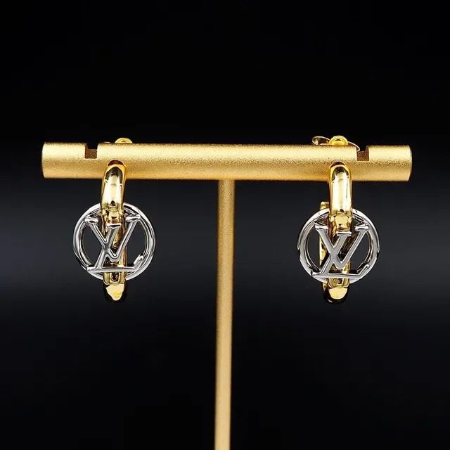 Louis Vuitton Monogram Hoop Gold Silver Dual-Tone Earrings 8