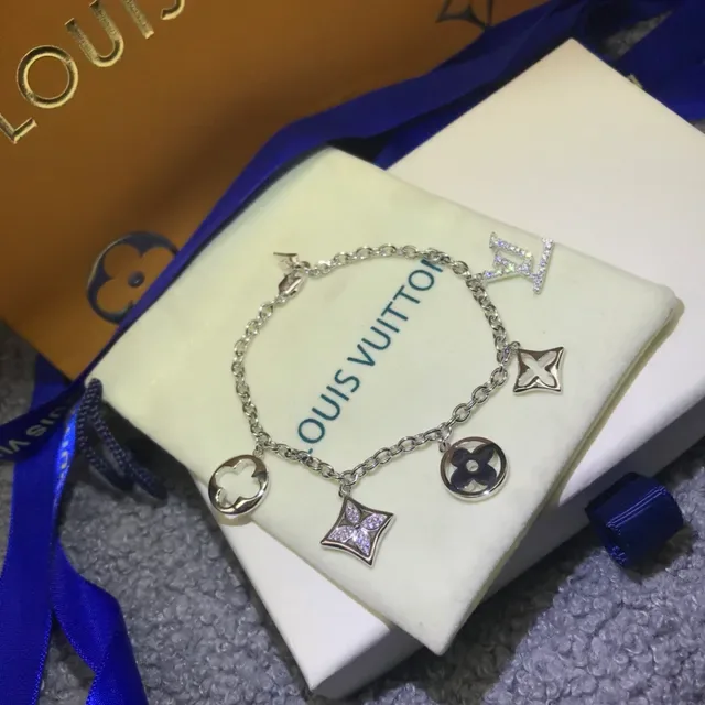 Louis Vuitton Monogram Icons Gold Silver Chain-Link Charm Bracelet 4