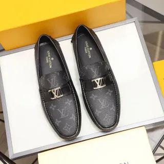 路易威登 Monogram 乐福鞋 黑色皮革 乐福鞋