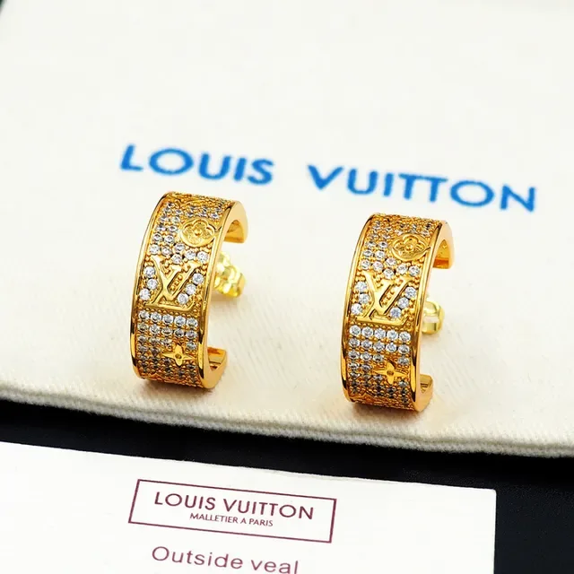 Louis Vuitton Monogram Pavé Crystal Hoop Earrings 4