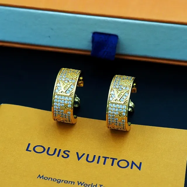 Louis Vuitton Monogram Pavé Crystal Hoop Earrings 7