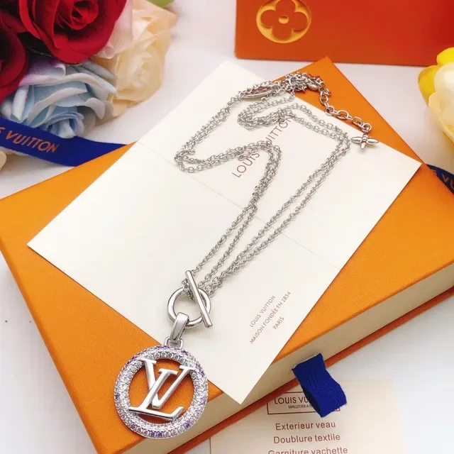 Louis Vuitton Monogram Pave Crystal Pendant Necklace 6