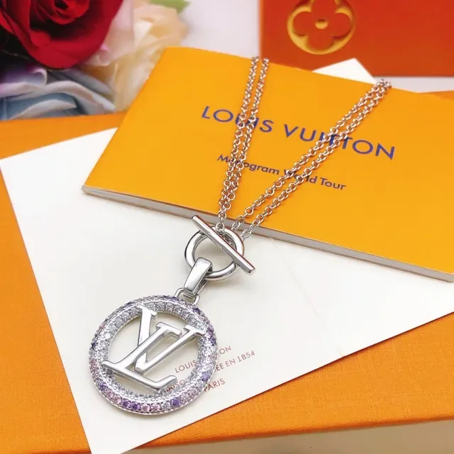 Louis Vuitton Monogram Pave Crystal Pendant Necklace 9