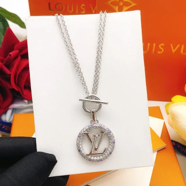 Louis Vuitton Monogram Pave Crystal Pendant Necklace 10