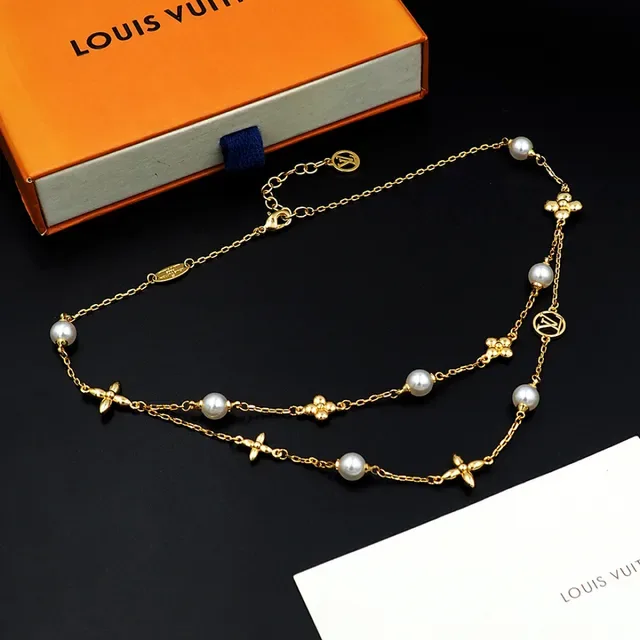 Louis Vuitton Monogram Pearl Floral Double-Layer Necklace 2