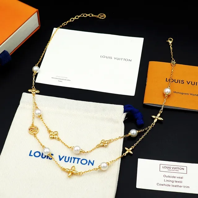 Louis Vuitton Monogram Pearl Floral Double-Layer Necklace 4