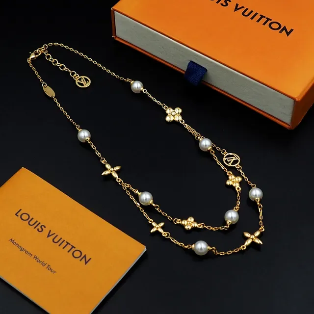 Louis Vuitton Monogram Pearl Floral Double-Layer Necklace 5