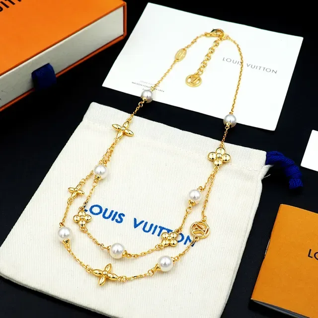 Louis Vuitton Monogram Pearl Floral Double-Layer Necklace 7