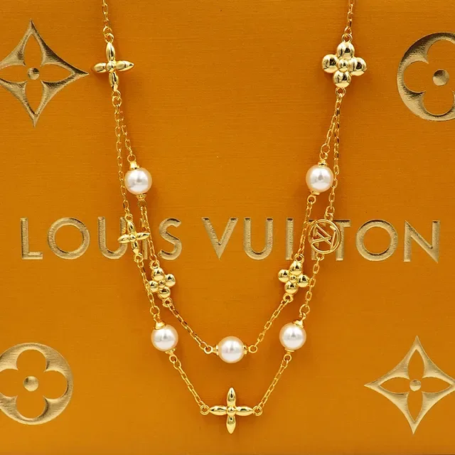 Louis Vuitton Monogram Pearl Floral Double-Layer Necklace 10