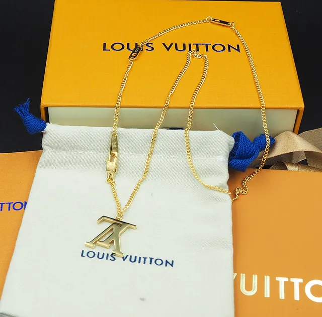 Louis Vuitton Monogram Pendant Silver Gold Chunky Chain Necklace 5