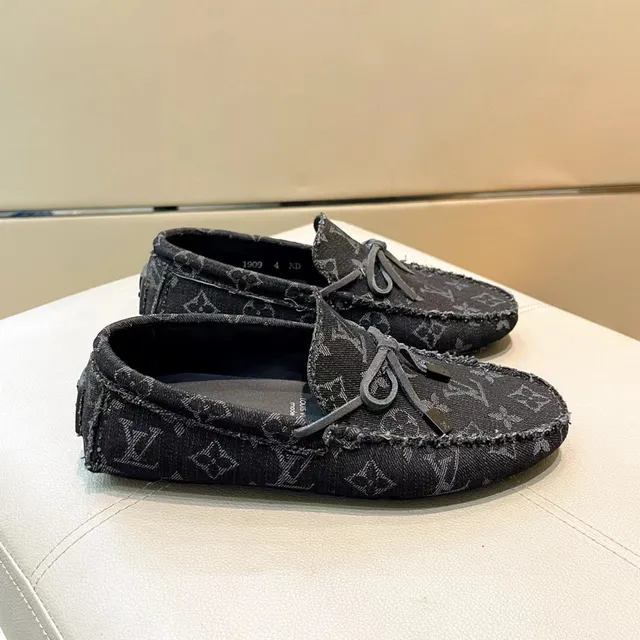 Louis Vuitton Monogram Print Frayed Edge Bow Loafers 4