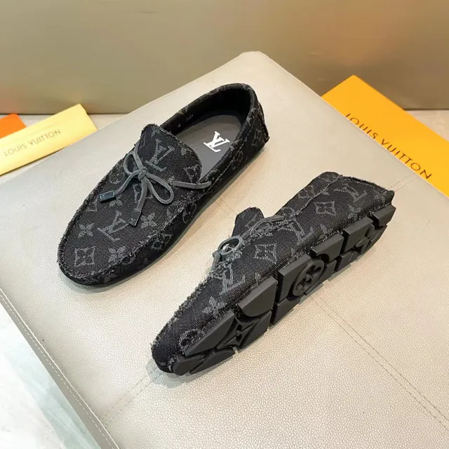 Louis Vuitton Monogram Print Frayed Edge Bow Loafers 5