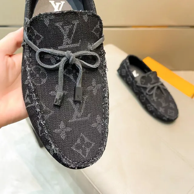 Louis Vuitton Monogram Print Frayed Edge Bow Loafers 6