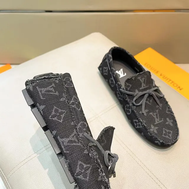 Louis Vuitton Monogram Print Frayed Edge Bow Loafers 7