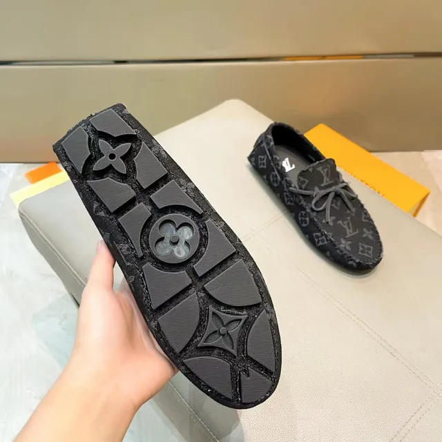 Louis Vuitton Monogram Print Frayed Edge Bow Loafers 9