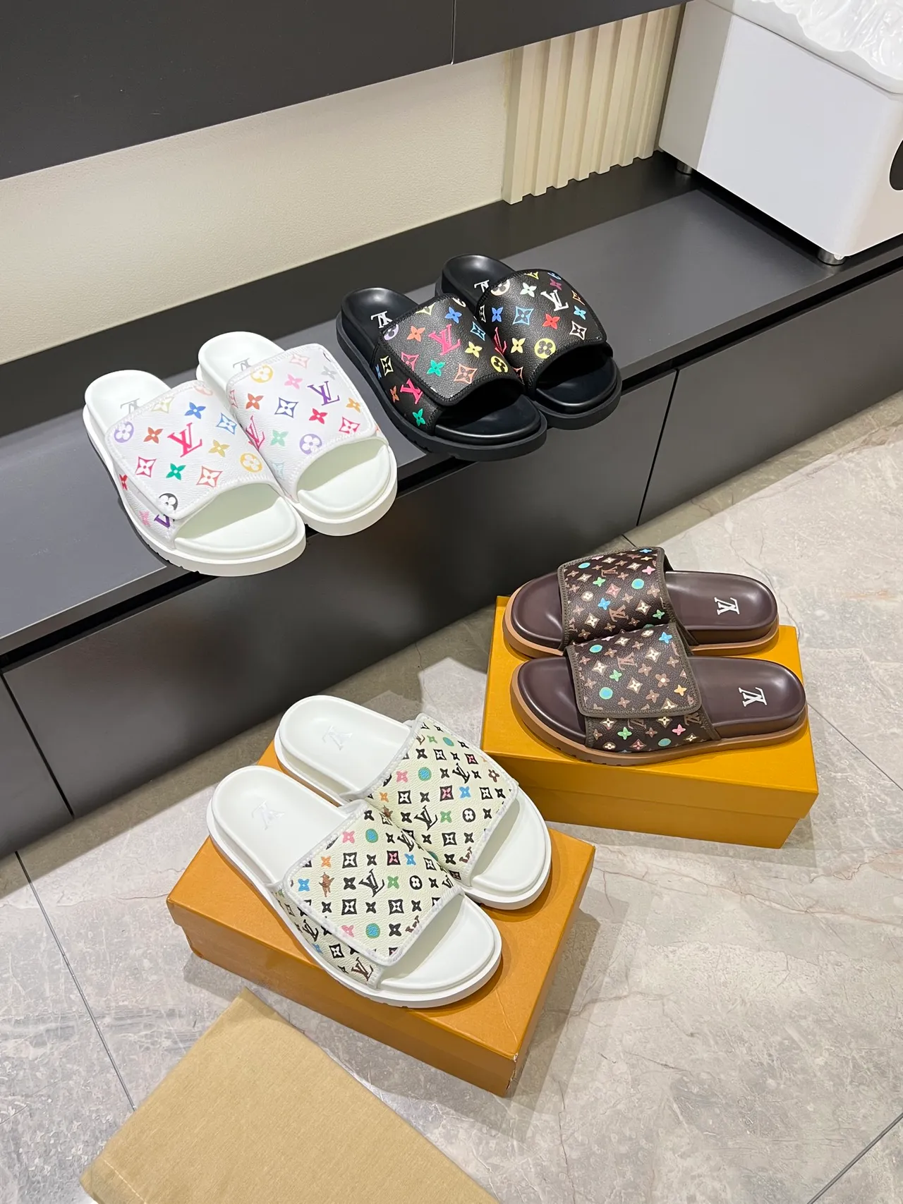 Louis Vuitton Monogram Print Platform Slide Slippers 1
