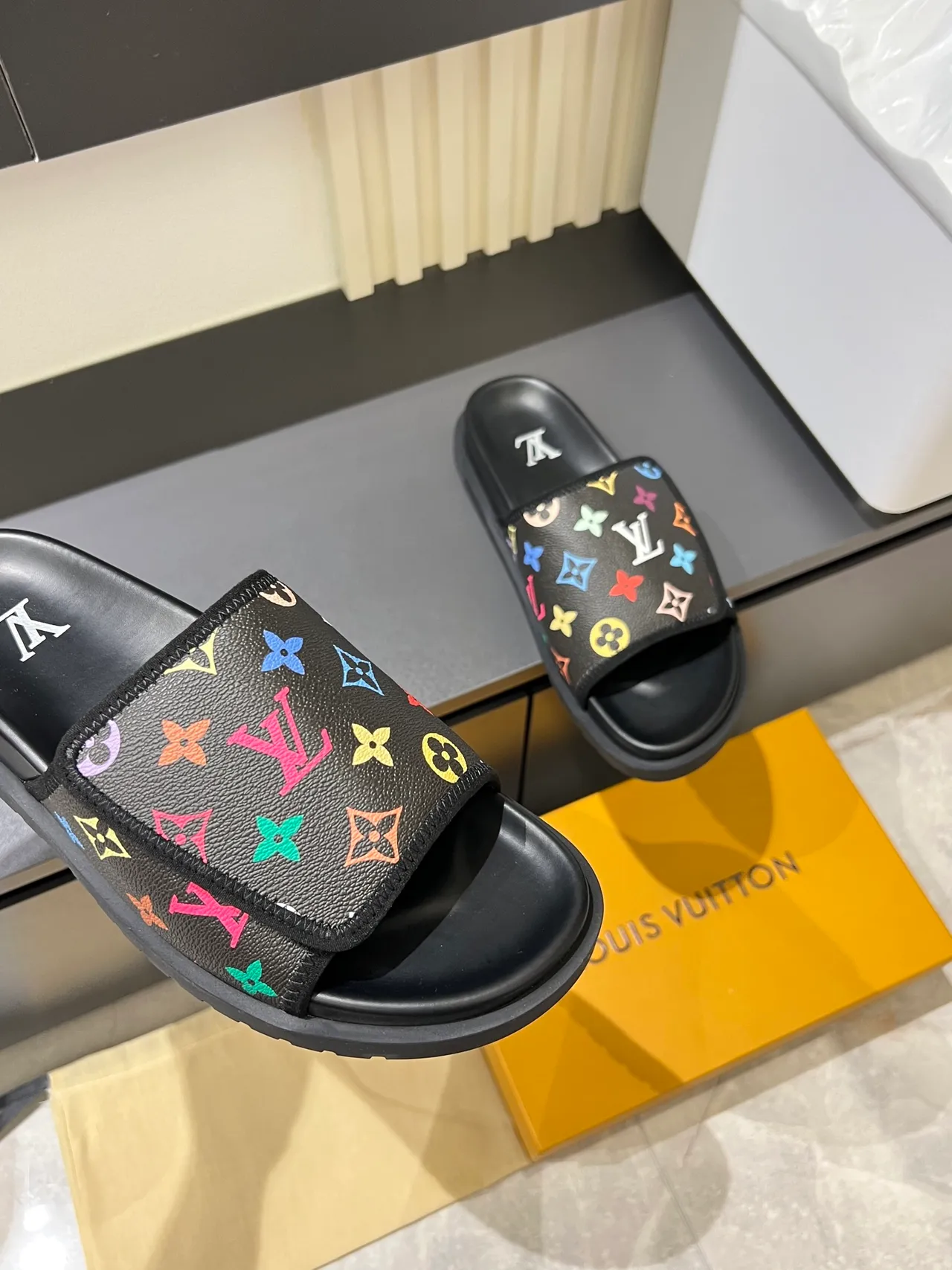 Louis Vuitton Monogram Print Platform Slide Slippers 4