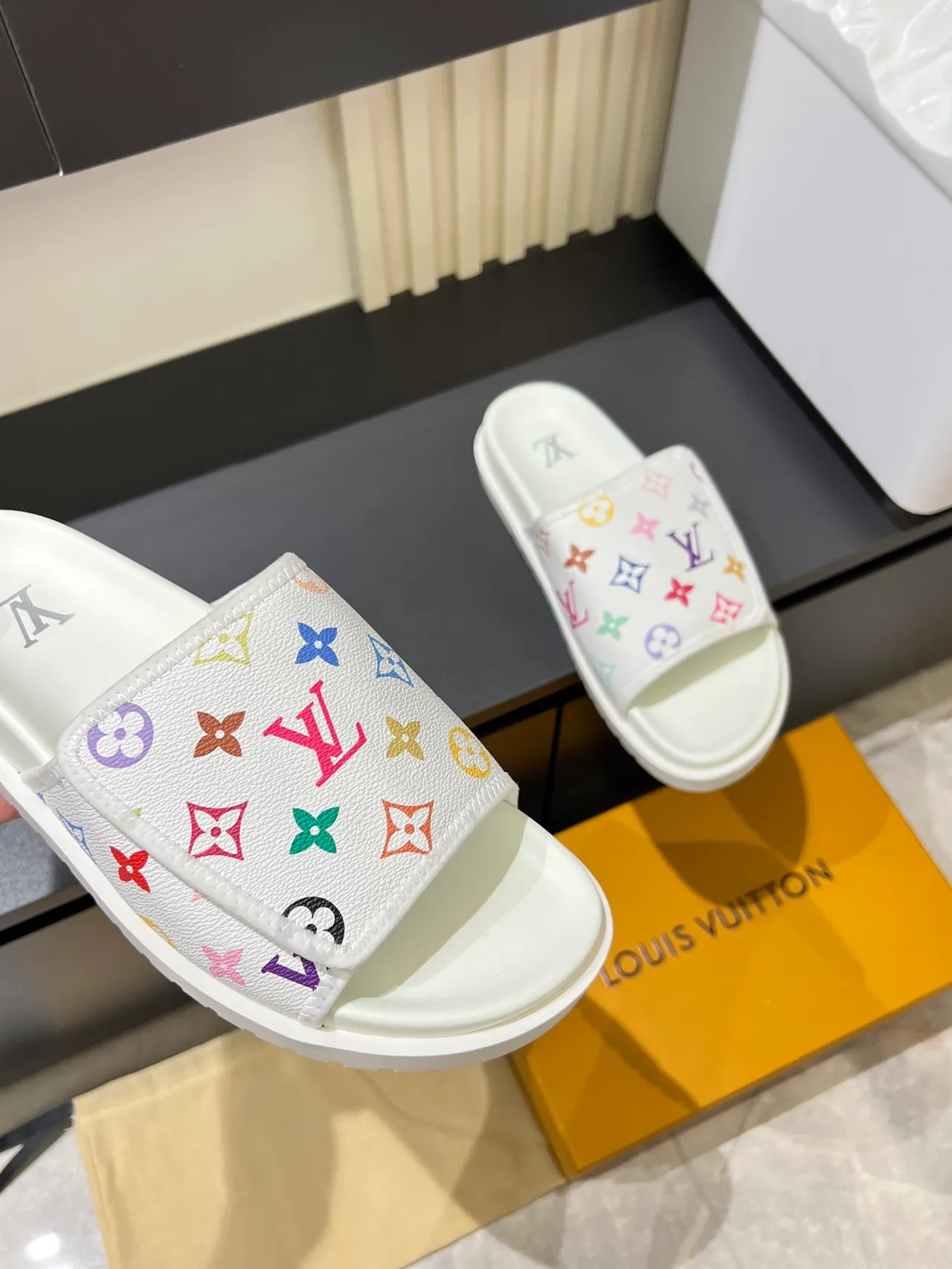 Louis Vuitton Monogram Print Platform Slide Slippers 5
