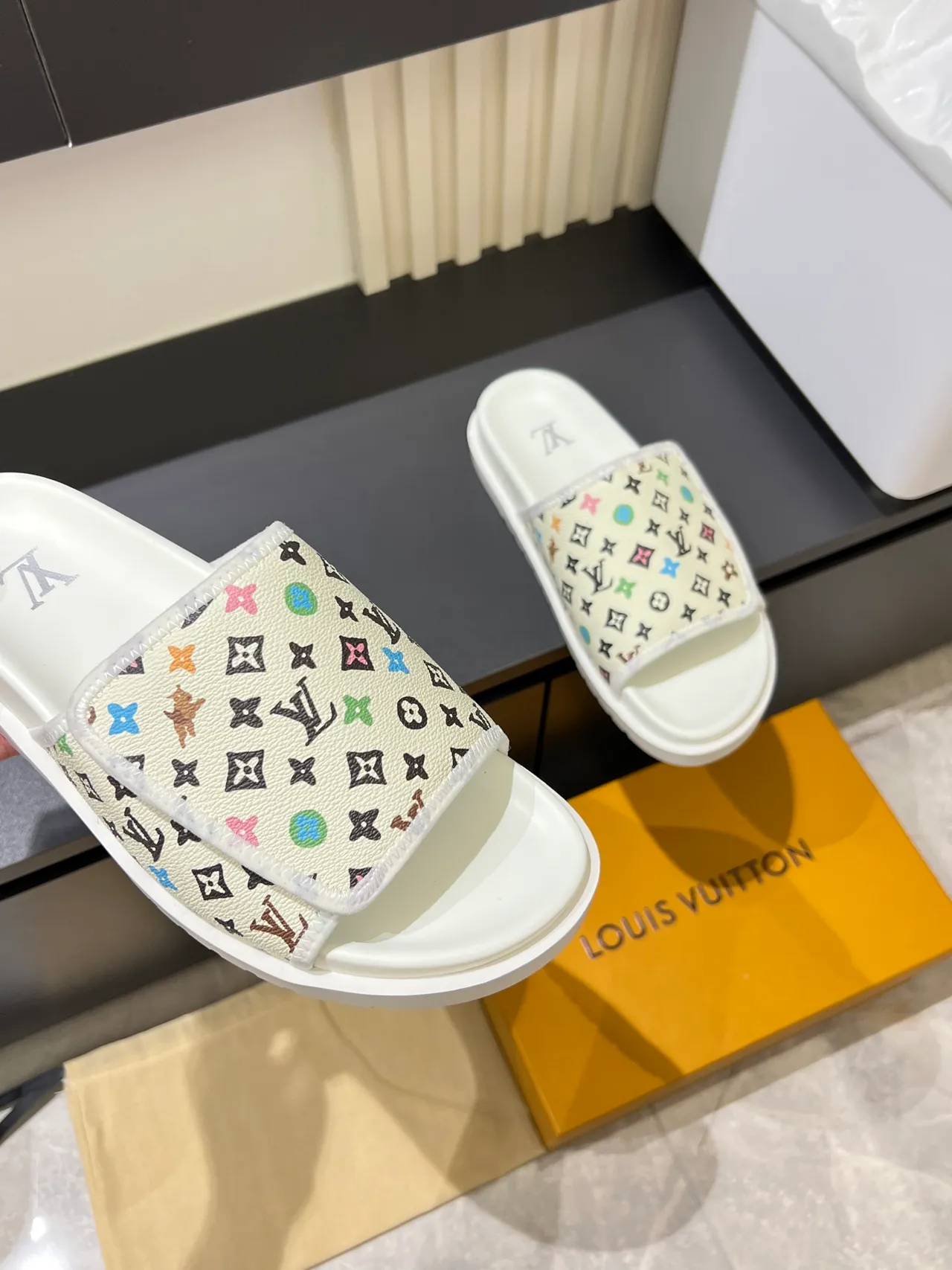 Louis Vuitton Monogram Print Platform Slide Slippers 7