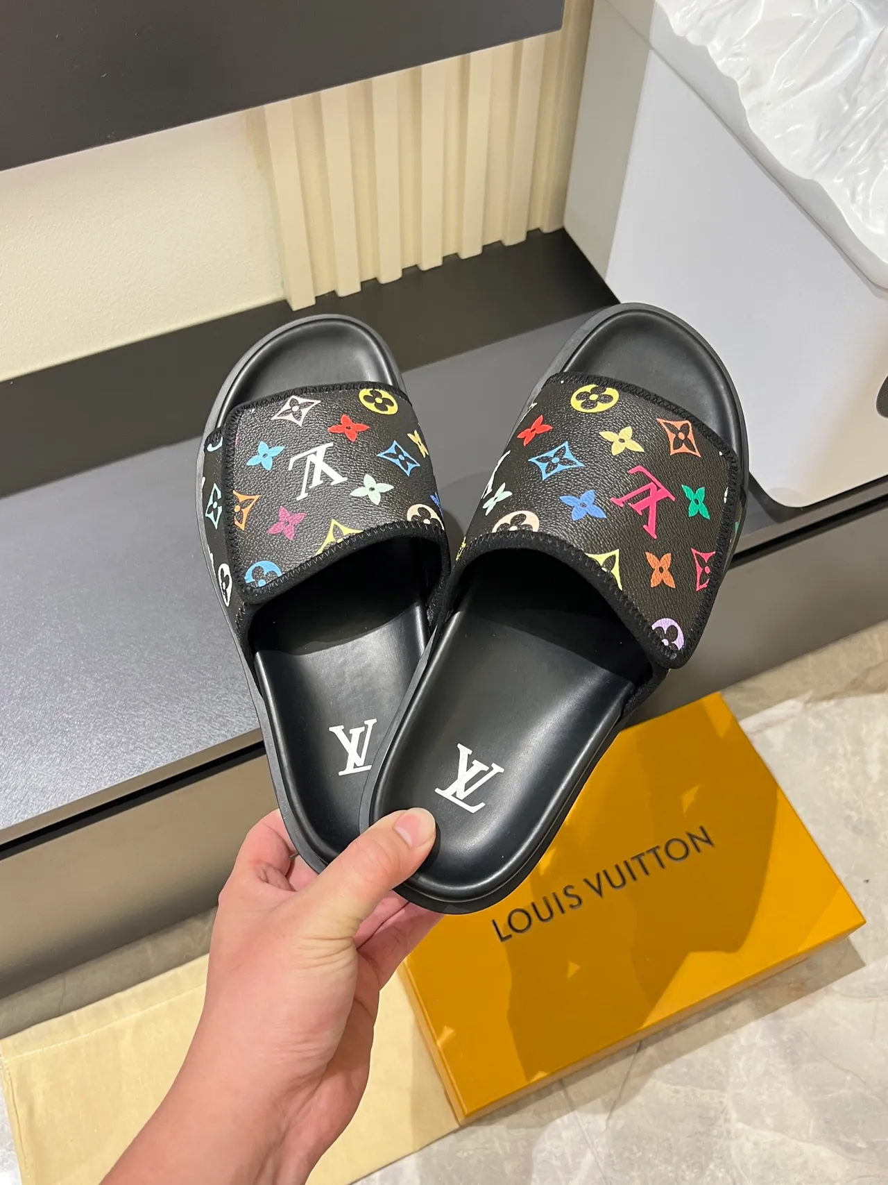 Louis Vuitton Monogram Print Platform Slide Slippers 8