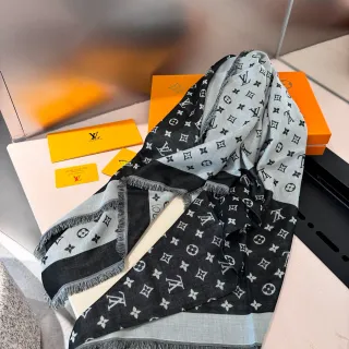 Louis Vuitton pañuelo con impresión de monograma negro gris de dos tonos pañuelo de seda