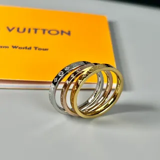 Louis Vuitton Monogram Ring Gold Silver Stacked Ring