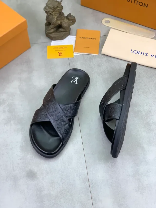 Louis Vuitton Monogram Slide Black Slippers 4