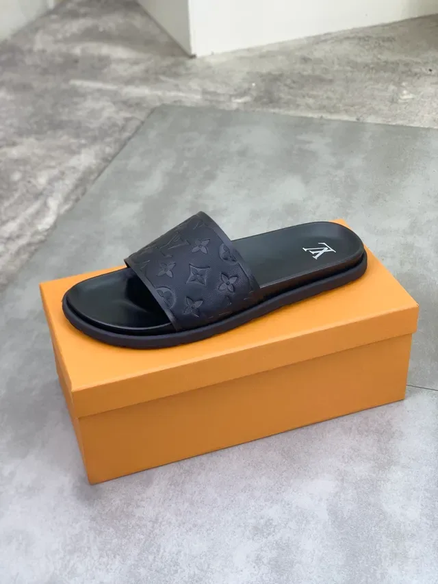 Louis Vuitton Monogram Slide Black Slippers 3