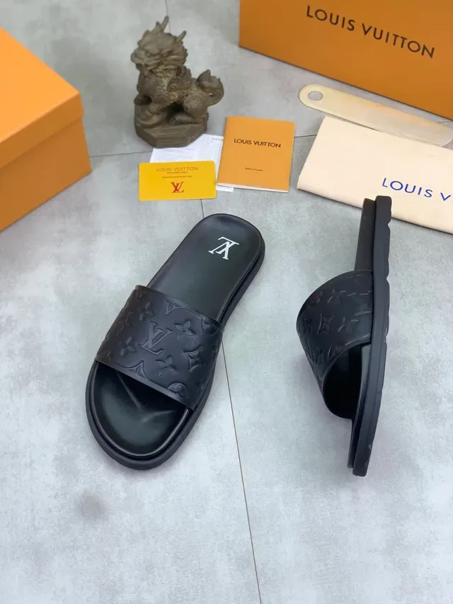 Louis Vuitton Monogram Slide Black Slippers 4